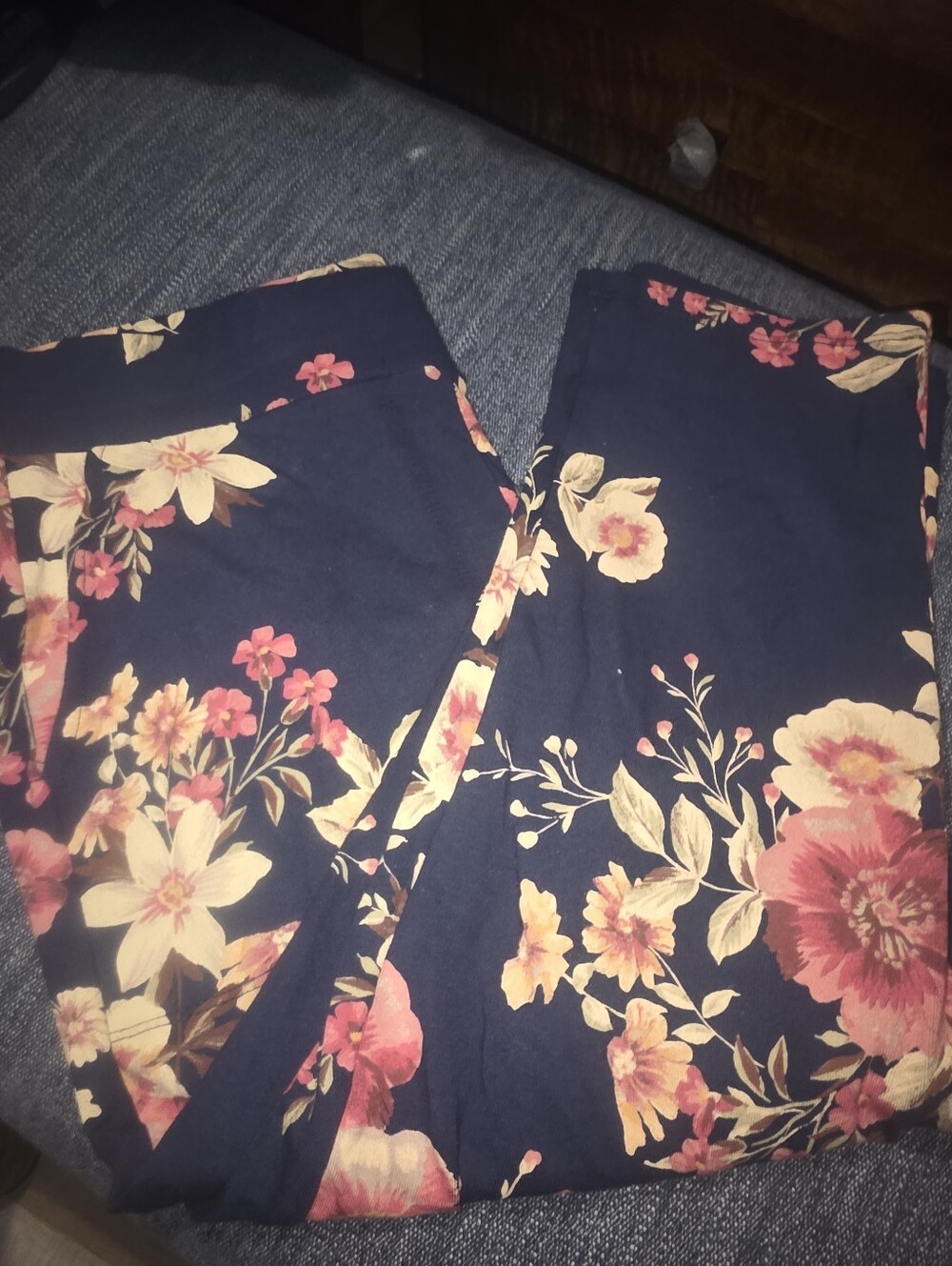 torrid Navy Floral Leggings with Pink & Cream Blooms